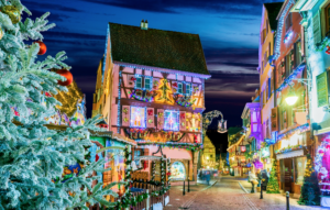 Colmar, France decorated for Christmas, and for the Christmas Markets